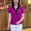 Женские модные повседневные летние весенние блузки и рубашки-поло с короткими рукавами и воротником-стойкой