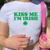 Футболка Kiss Me I'm Irish Baby, ирландские рубашки, женская облегающая футболка, укороченный топ ко Дню Святого Патрика, детские футболки в стиле ретро 90-х