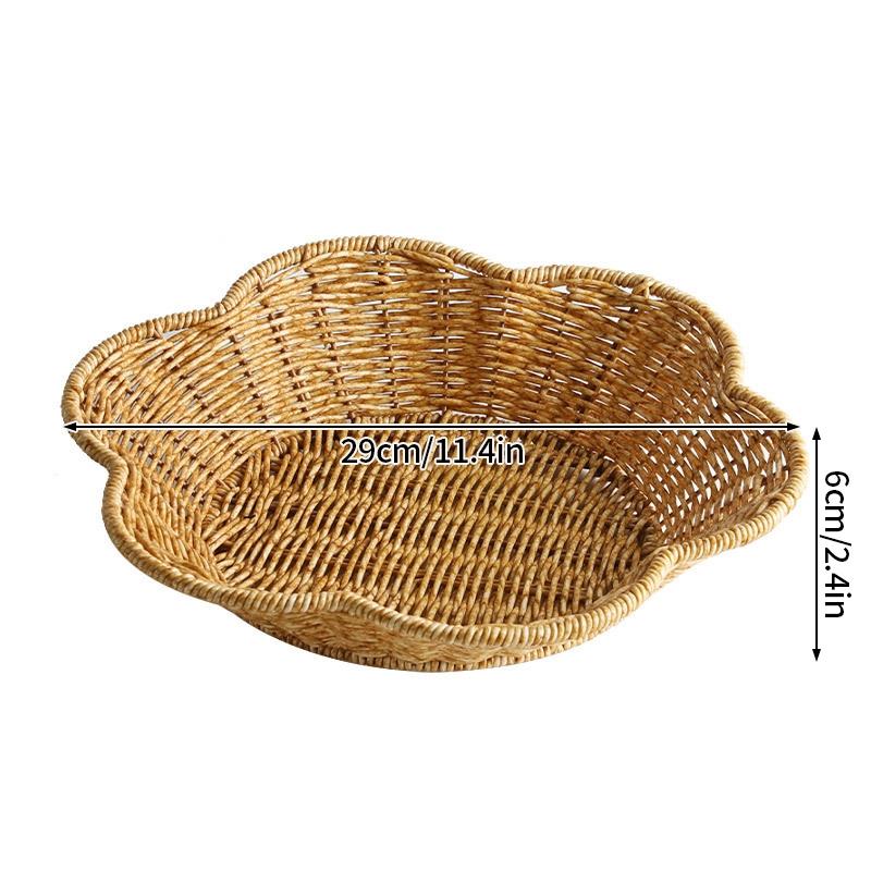 Rattan Tray Woven Fruit Basket Picnic Bread Snacks Trays Kitchen Wicker Baskets Breakfast Bread Storage Box Handwoven Food Plate
