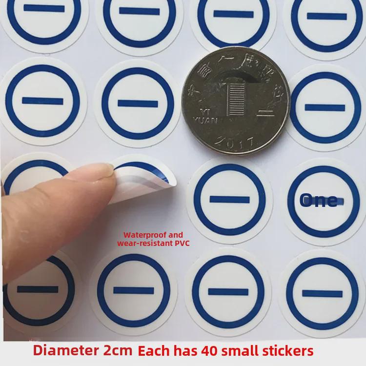 Круглые наклейки для идентификации полярности батареи 20 мм - 40 шт. (Позитивный негативный)