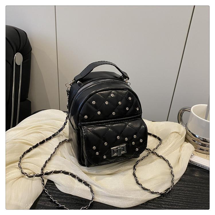 2025 New Backpack Women's Fashion Single Shoulder Portable Backpack Niche Design Advanced Sense Rivet Small Backpack