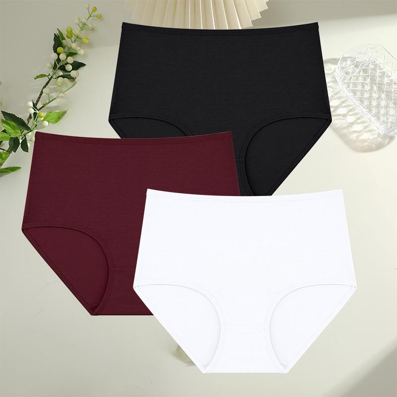 FINETOO 3 шт. Женские трусики с высокой талией, бесшовное нижнее белье из хлопка, женское дышащее сексуальное нижнее белье S-XXL, удобные трусы