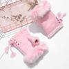 Suede Fingerless Mittens Soft Plush Gloves Fashion Rabbit Hair Gloves  Women Girls