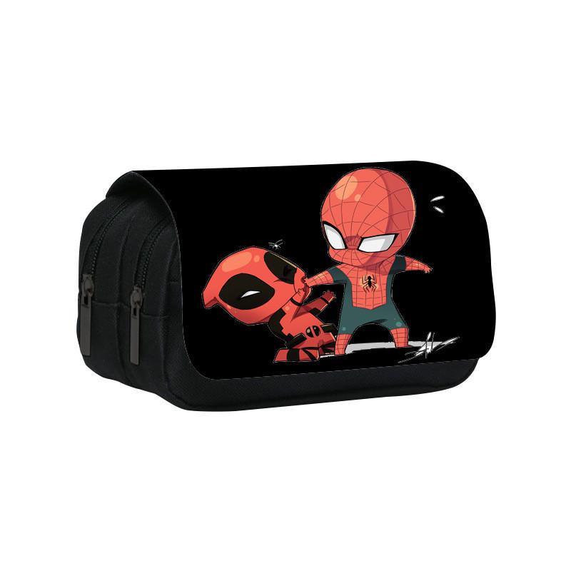 Spiderman Cartoon Style Nylon Pencil Organizer With Multiple Compartments For School Supplies