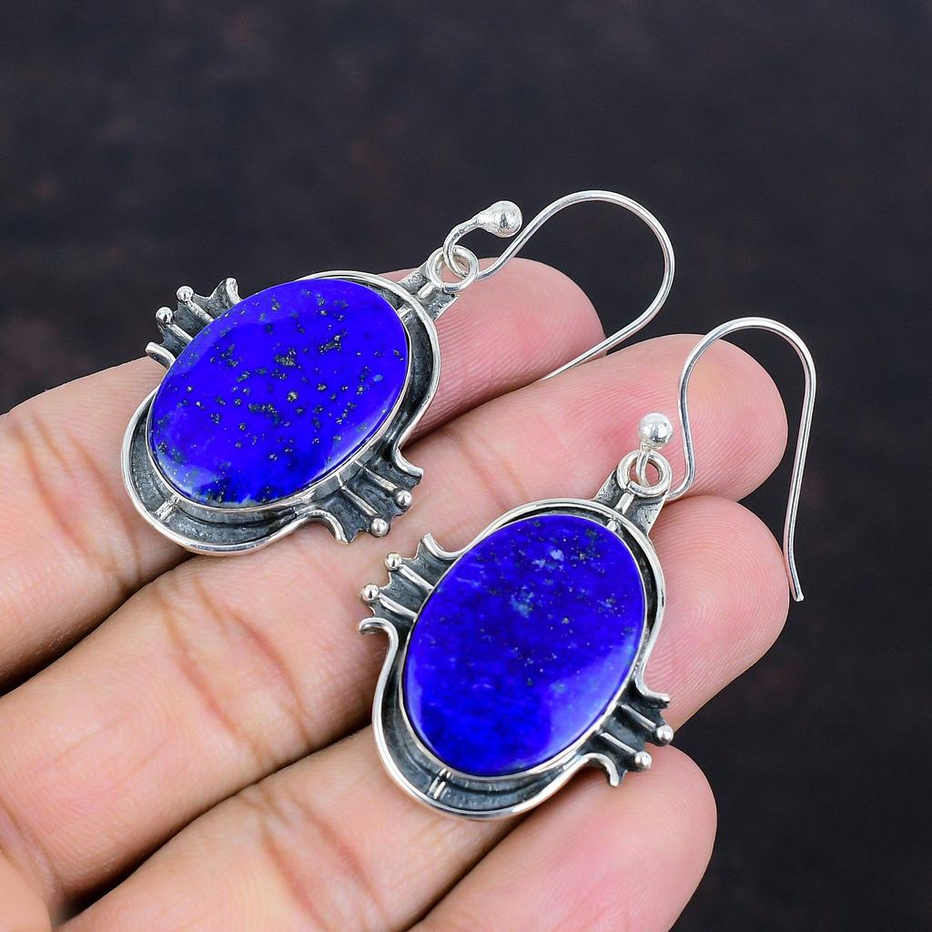 Lapis Lazuli Earrings Genuine Gemstone Earring Handmade Jewelry 925 Sterling Silver Earring Very Pretty Dangle Drop Earring Gifts For Mother