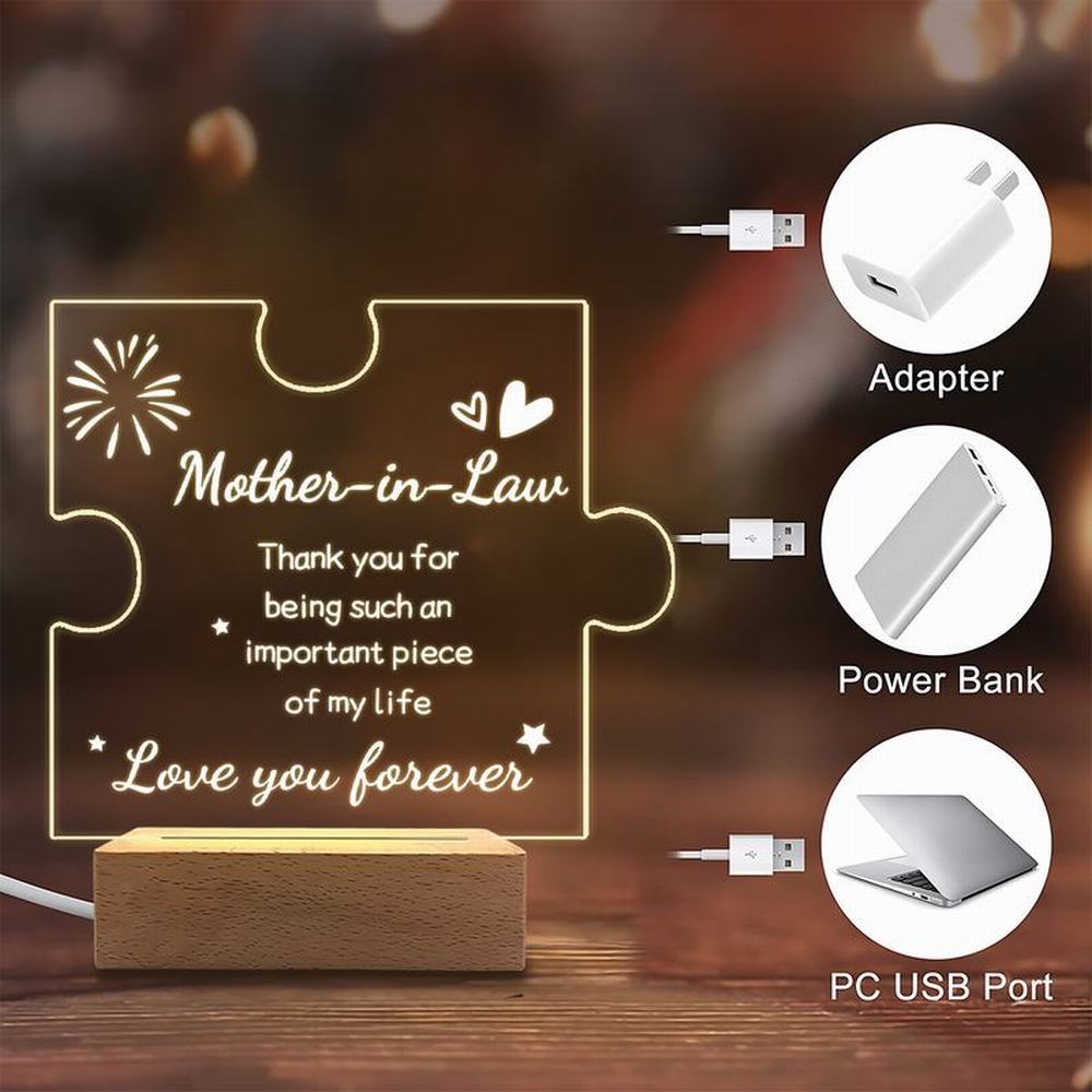 1PC Acrylic Luminous Ornament Photography Accessories, USB Base, Mother-in-Law Gift, Puzzle Plaque Figurines