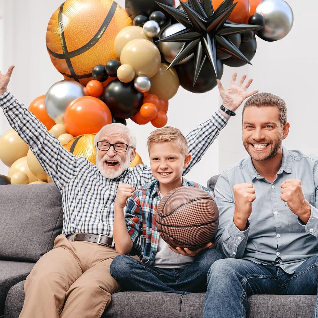 100Pcs Basketball Balloon Arch Garland Kit Basketball Party Balloons Garland for Boys Birthday Party Sports Party