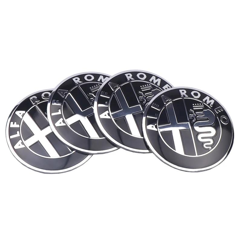 Car Sticker For Alfa Romeo 159 147 4Pcs Car Wheel Center Hub Caps Stickers Emblem Decal Waterproof For Alfa Romeo Giulia Stelvio CVP1