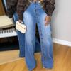 VIONA Multi Button Women's Jeans Wide Leg High Waist Blue Denim Trousers Casual Elegant Streetwear Fashion Jeans