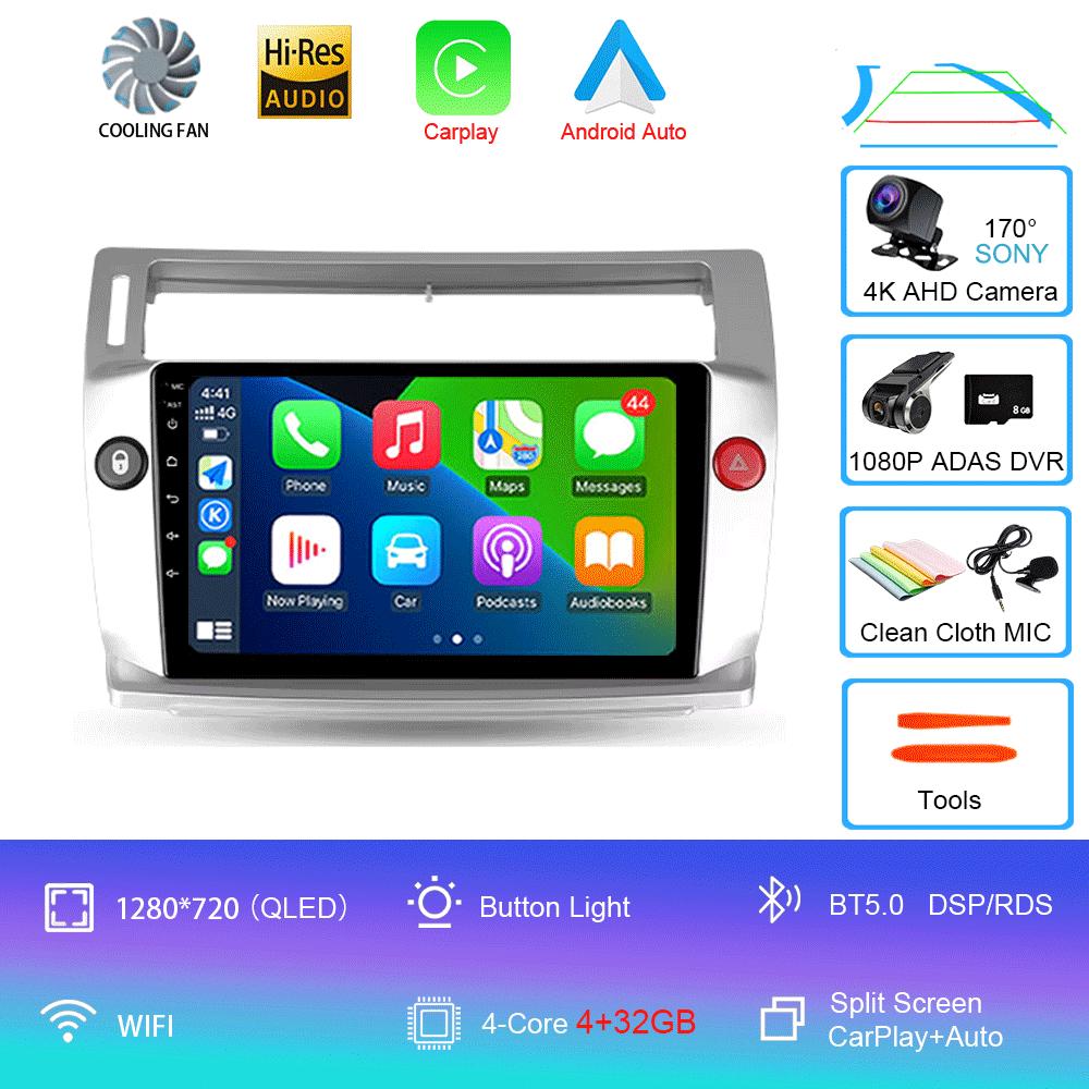 Автомобильное радио Android 14 Carplay для Citroen C4 C-Triomphe Quatre 2004-2014 Мультимедиа Видео 2Din DVD Стерео Динамик Аудио Головное Устройство