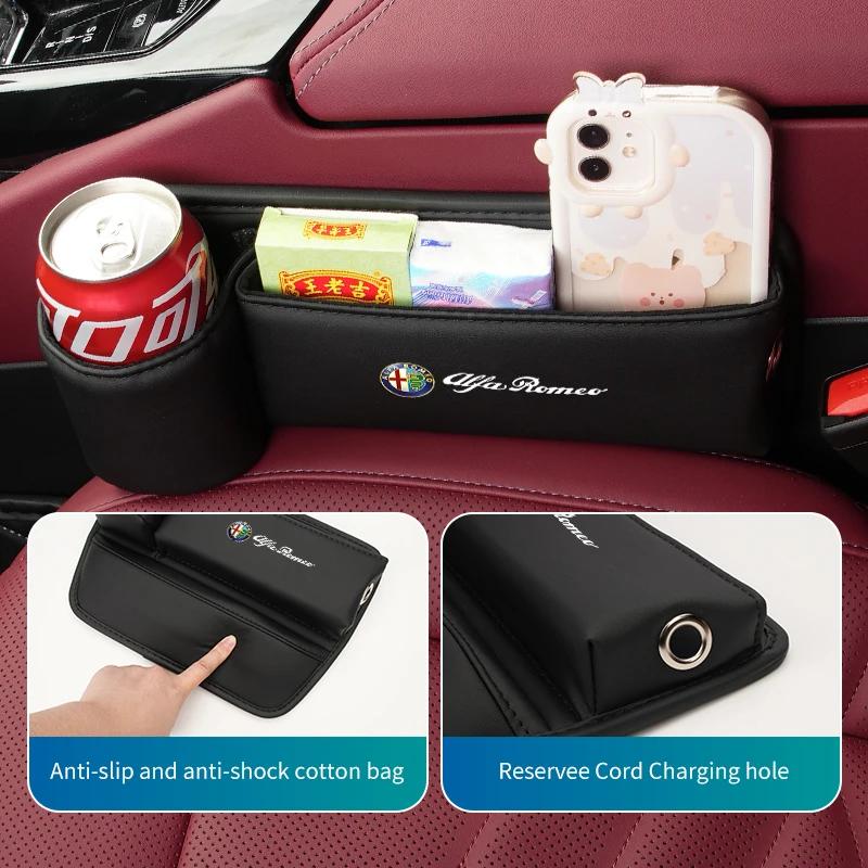 Car Stickers For Alfa Romeo Universal Car Seat Gap Filler Storage Box With Cup Holder For Alfa Romeo Giulia 147 Mito 156 159 166