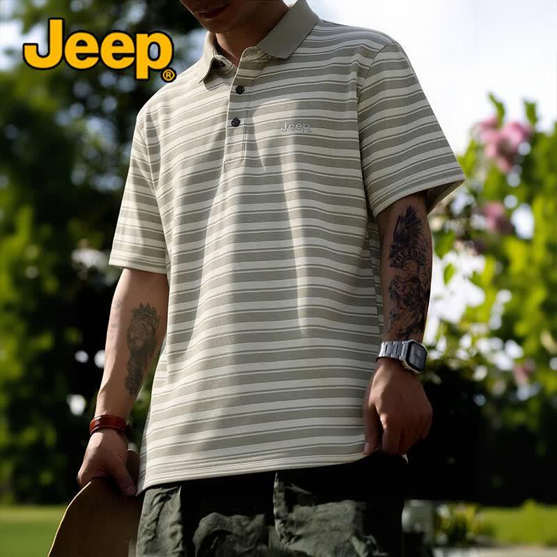 Jeep Мужская тонкая дышащая вышитая рубашка-поло