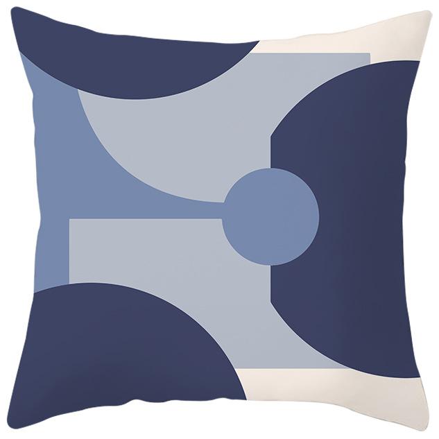Nordic Blue and Purple Abstract Geometric Pillowcase Peach Leather Velvet Printed Home Fabric Sofa Pillow Cushion Cover