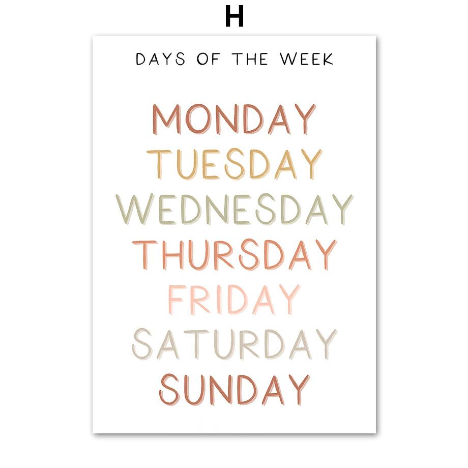 Образование Алфавит Номер Животное Погода Форма Детская Настенная Художественная печать Холст Картина Плакат на скандинавскую тему Декор Картина для детской комнаты