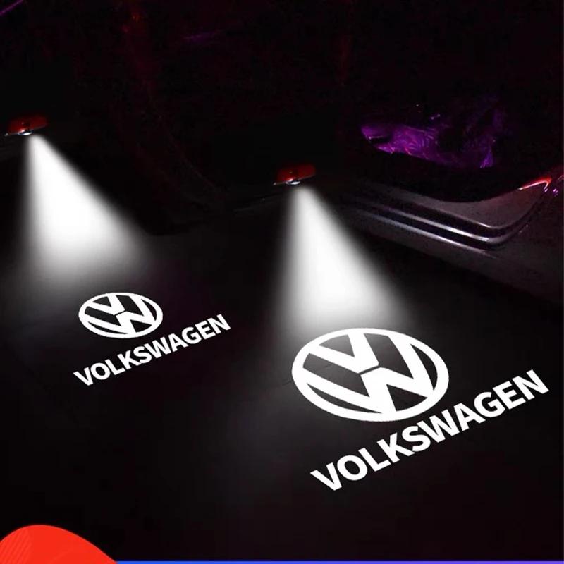 Hot 2PCS Car Door Emblem LED Light Welcome Lamp Wireless Laser Projector For Volkswagen GOLF 5 Polo Golf 6 Golf 7 Accessories