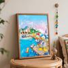 Disney Oil Painting DIY Digital Painting Mickey and Friends Summer Beach Scene HandPainted Wall Art for Living Room Entryway.