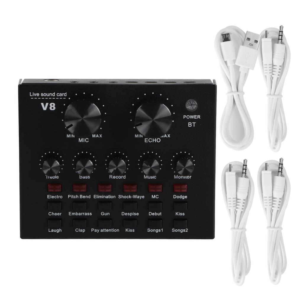 V8 Live Broadcast Sound Card Мобильный телефон USB Host Многофункциональный компьютер Караоке