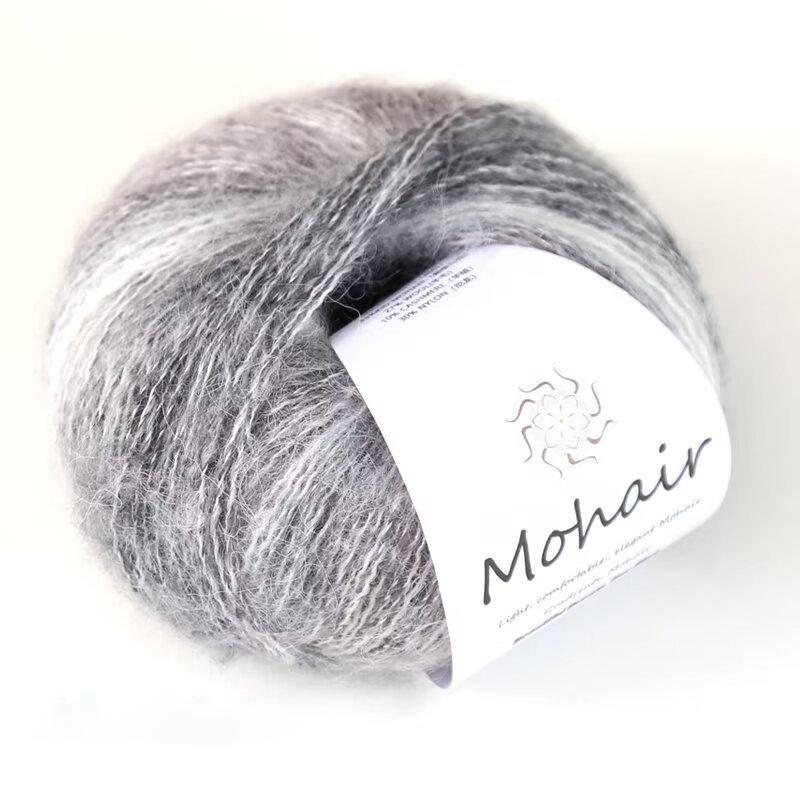 Moher Blend Knitting Yarn 25g Rainbow Gradient Handmade for Hats Scarves Sweaters