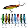 Topwater Fishing Lures 6-Pack, Pencil Bait Style with Rotating Propeller, Hard Baits with Blood Groove Hooks