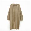 Wind Pit Striped Cardigan Solid Color Loose Lantern Sleeve Long Coat Sweater