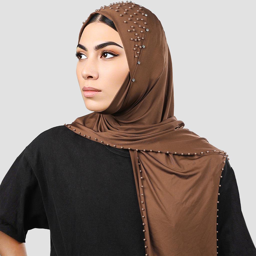 Женский платок на голову, шляпа, платок с бусинами, повязка на голову, платок из молочного шелка высокой эластичности