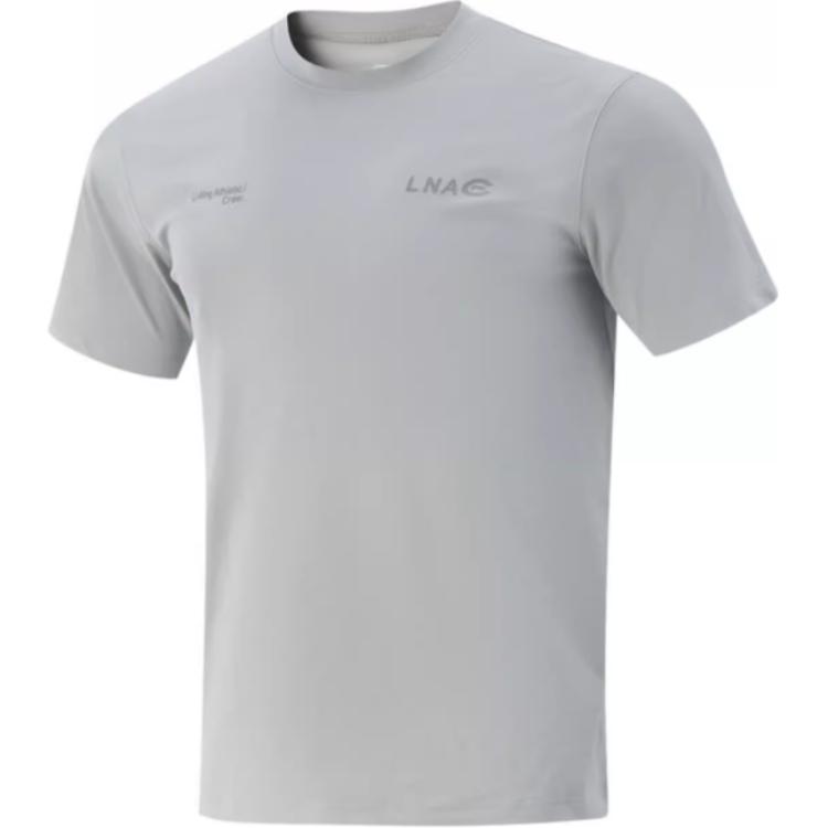 Li Ning Cool Tea T Удобная футболка с принтом букв, универсальная футболка с коротким рукавом, мужские топы, Ultimate-Gray ATSV271-2