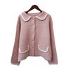 Осень и зима новый ретро контрастных цветов гонконгский стиль вязаный кардиган мягкий восковой дизайн темперамент свободный свитер куртка женская