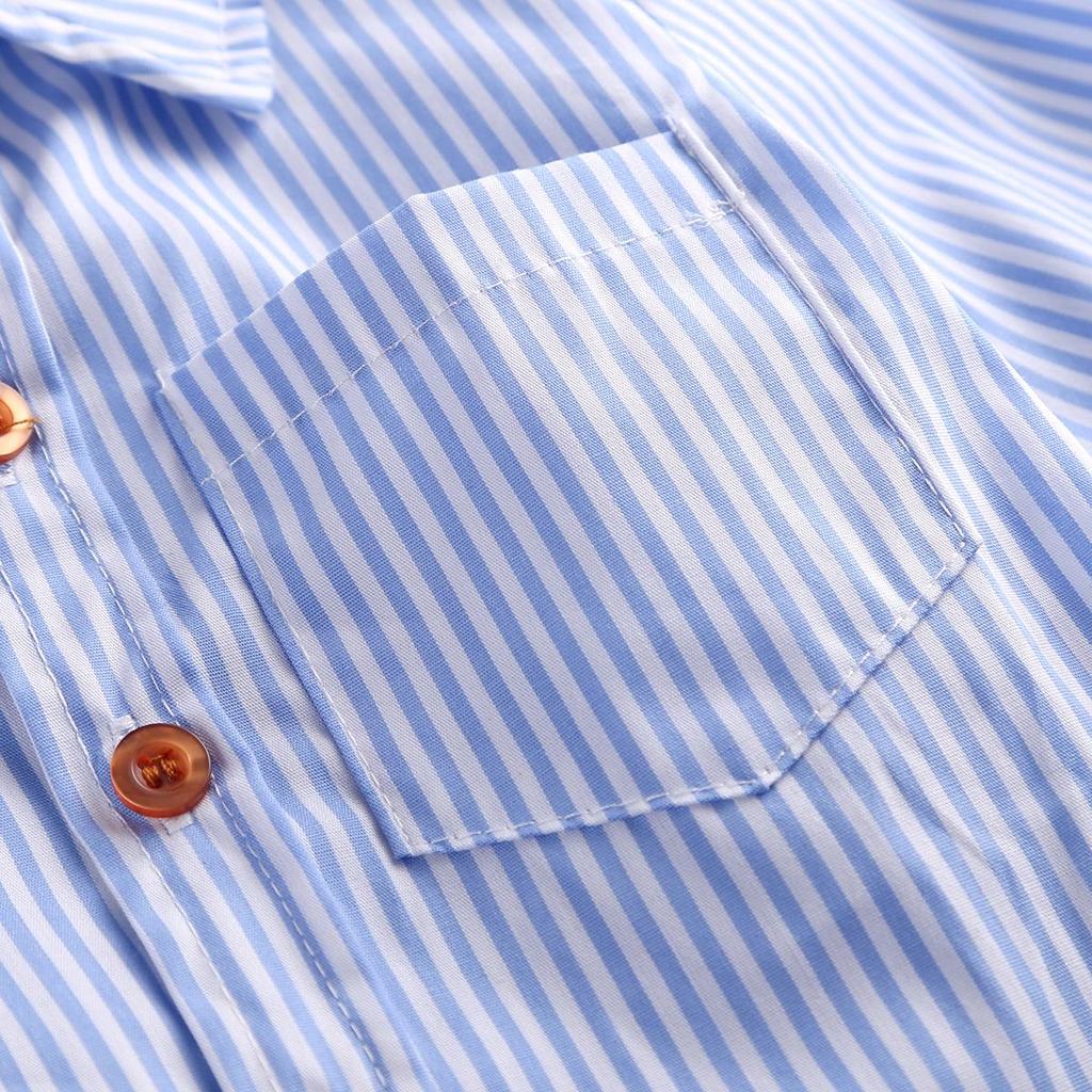 Детская полосатая рубашка с длинным рукавом и галстуком-бабочкой на осень/зиму 2024 года с подтяжками и брюками