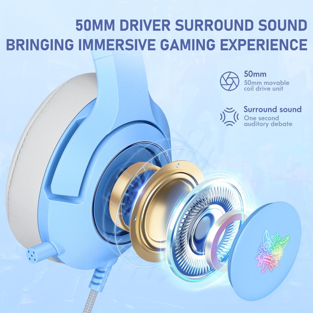 K9 Gaming Headset, Wired Over-Ear Headphones with Detachable Cat Ears, Noise Cancelling Microphone, RGB Backlight, Surround Sound for PC PS5 PS5 Xbox