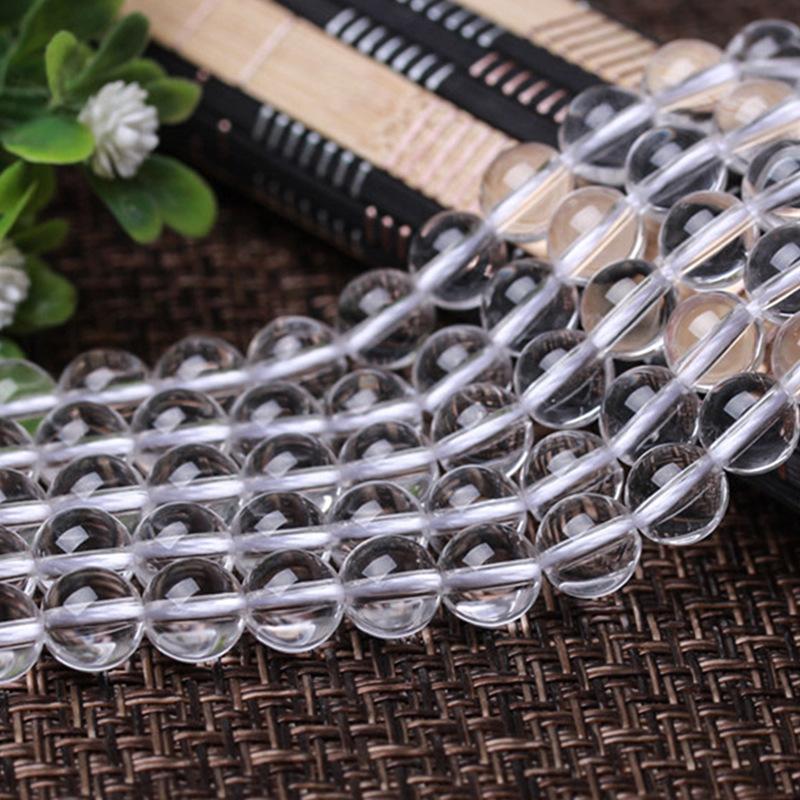 Hongchu Crystal East China Sea White Crystal Loose Beads Round beads Natural crystal semi-finished products DIY Decorative beads