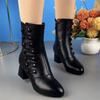 Fashionable Medium Heel Mid Tube Soft Sole Mother's Short Boots Martin Boots for Autumn and Winter