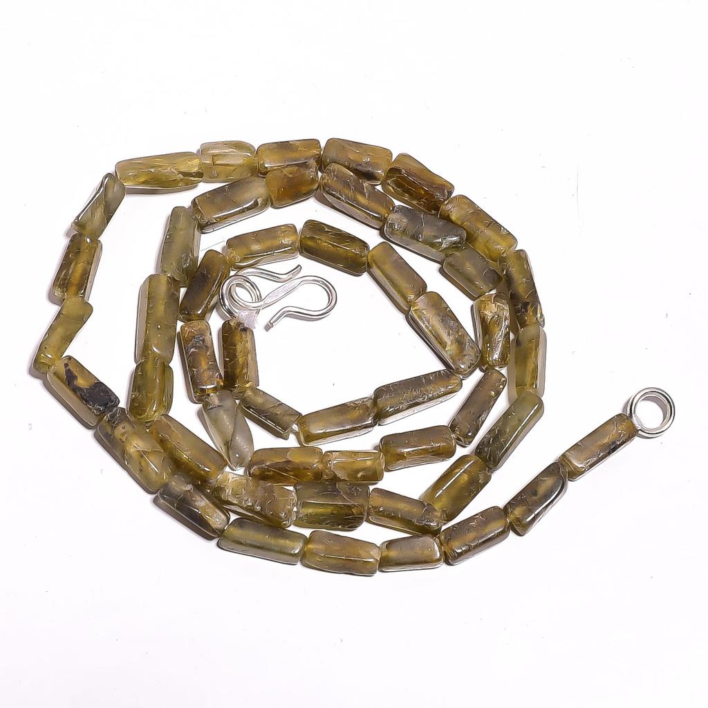 Natural Labradorite Gemstone Square Tube Smooth Beads Necklace 17" UB-3564 UB-3564