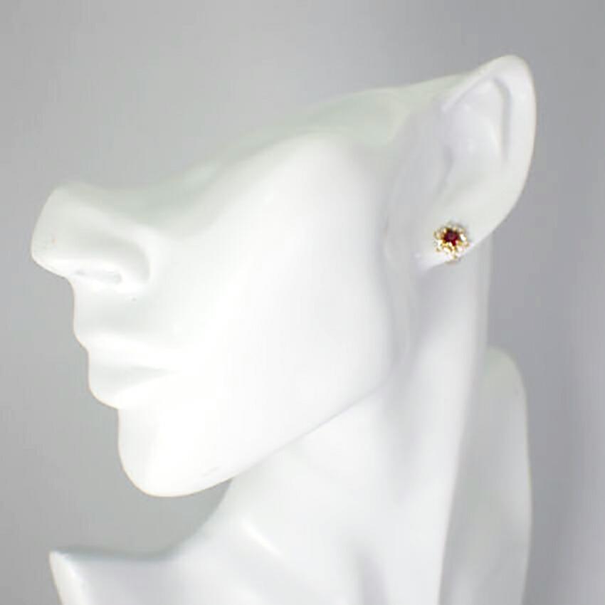 [Новый] Рубин K18??бриллиантовые серьги [i8-1]