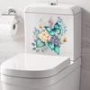 Toilet Stickers Watercolor Floral Peony Butterfly Durable Waterproof Self-Adhesive Wall Sticker for Bathroom Decor