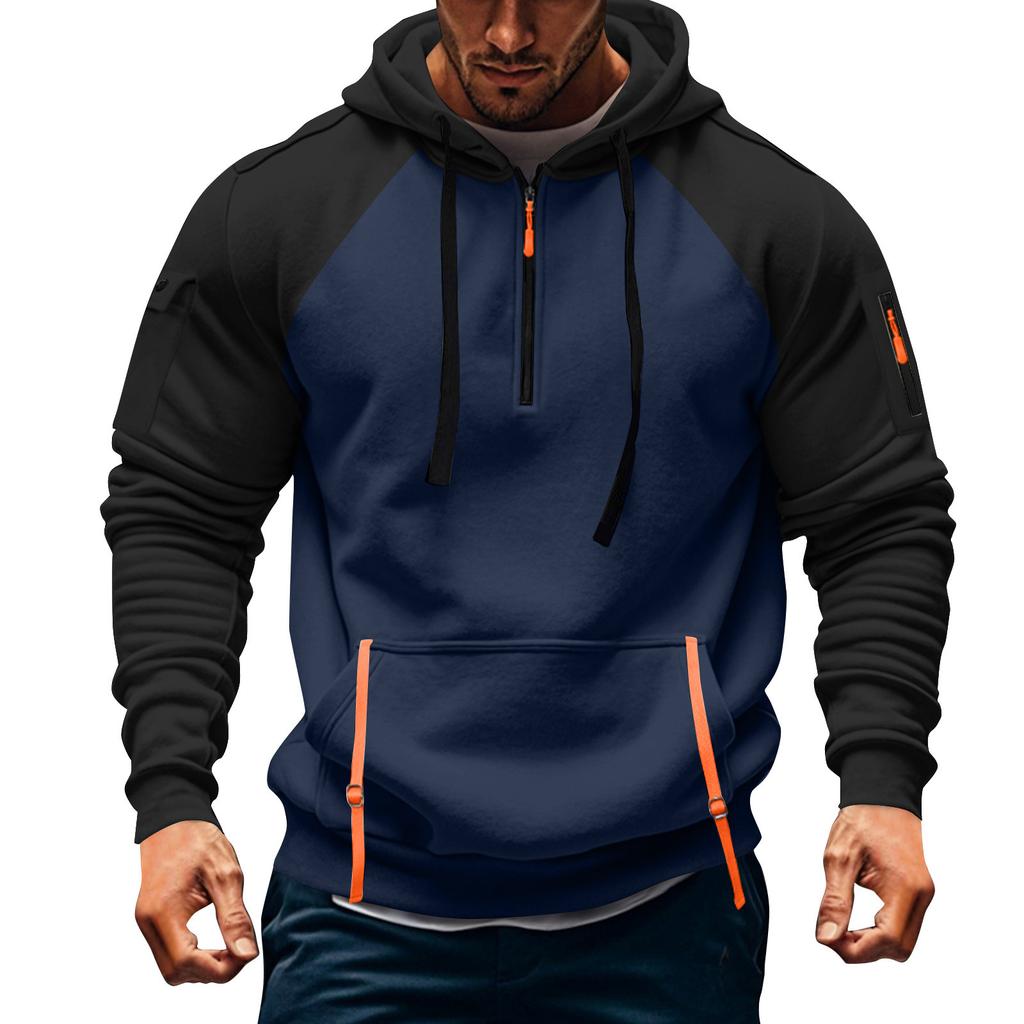 Men's Sweatshirt Hoodie Zipper Arm Pocket Cardigan Men's Sports Large Size Casual Hoodie