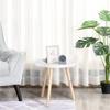 Round Living Room Coffee Table with Raised Edge in Wood, diameter 40x40.5cm - White and Gold