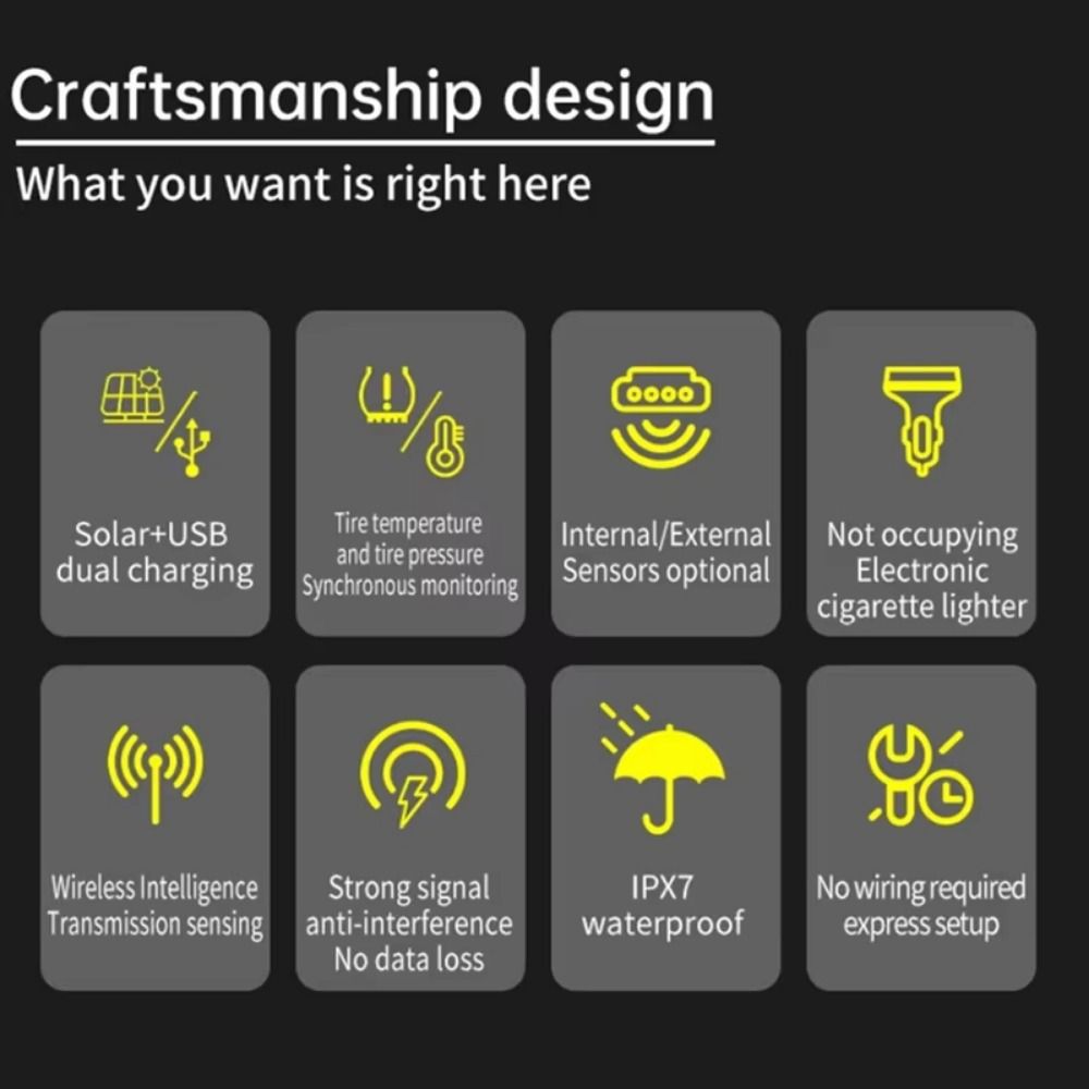 Wireless Tire Pressure Monitoring System Temperature Warning Fuel Save  Truck Monitoring