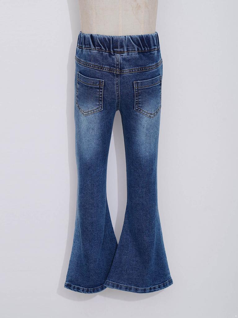 Детские джинсы-клеш в стиле ковбой, милые, расклешенные, облегающие, повседневные, длинные джинсы для девочек