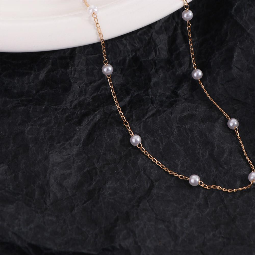 Женская цепочка на шею в корейском стиле, цепочка из бисера, короткое ожерелье на ключице, жемчужное колье, женское ожерелье