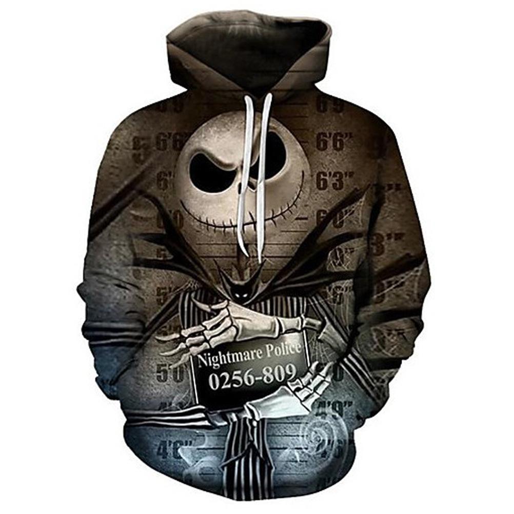 2023 Halloween 3D Digital Print Skull Pattern Hoodie Hoodie