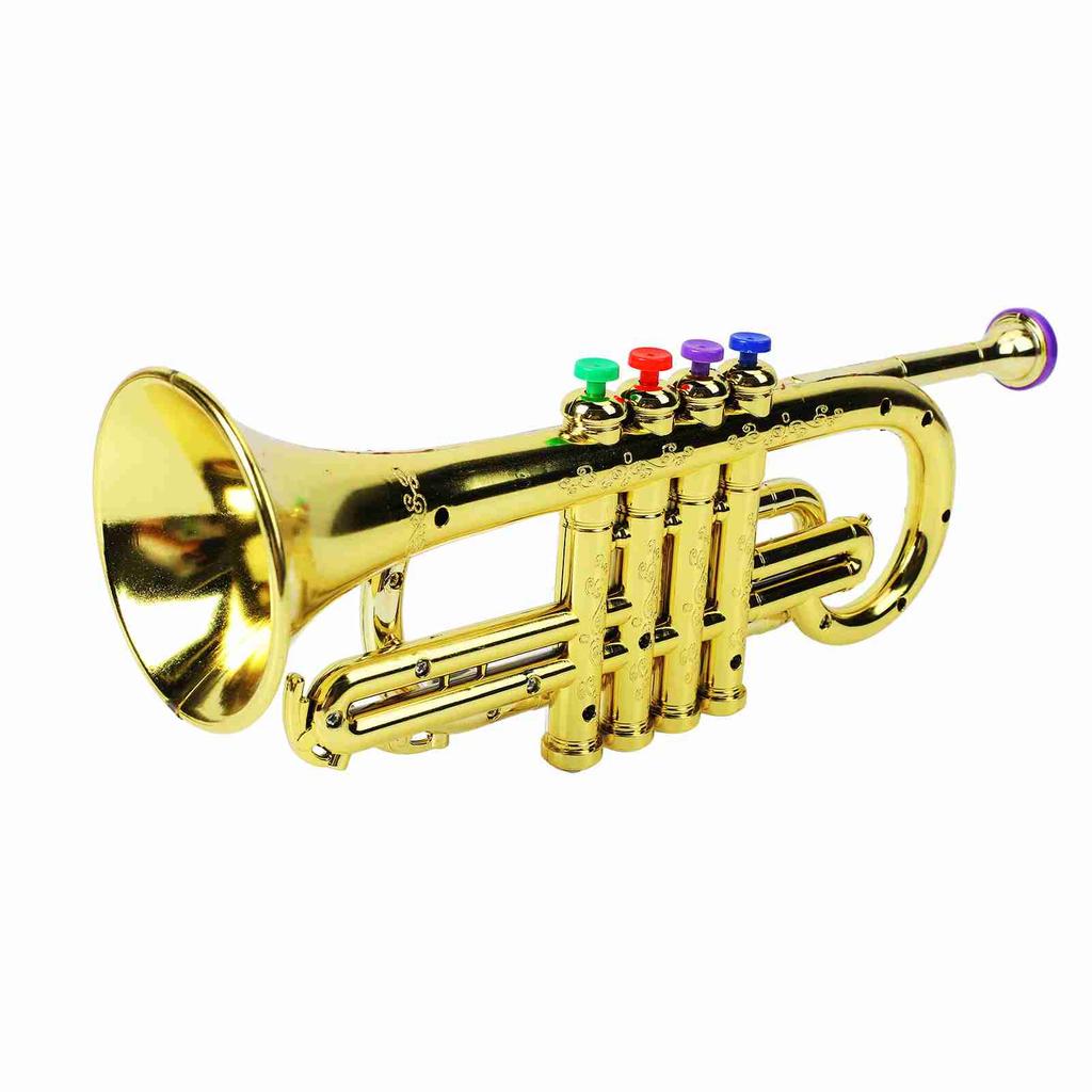 Gold Kid Trumpet Toy with 4 Colored Keys Interesting Educational Musical Children Trumpet Toy