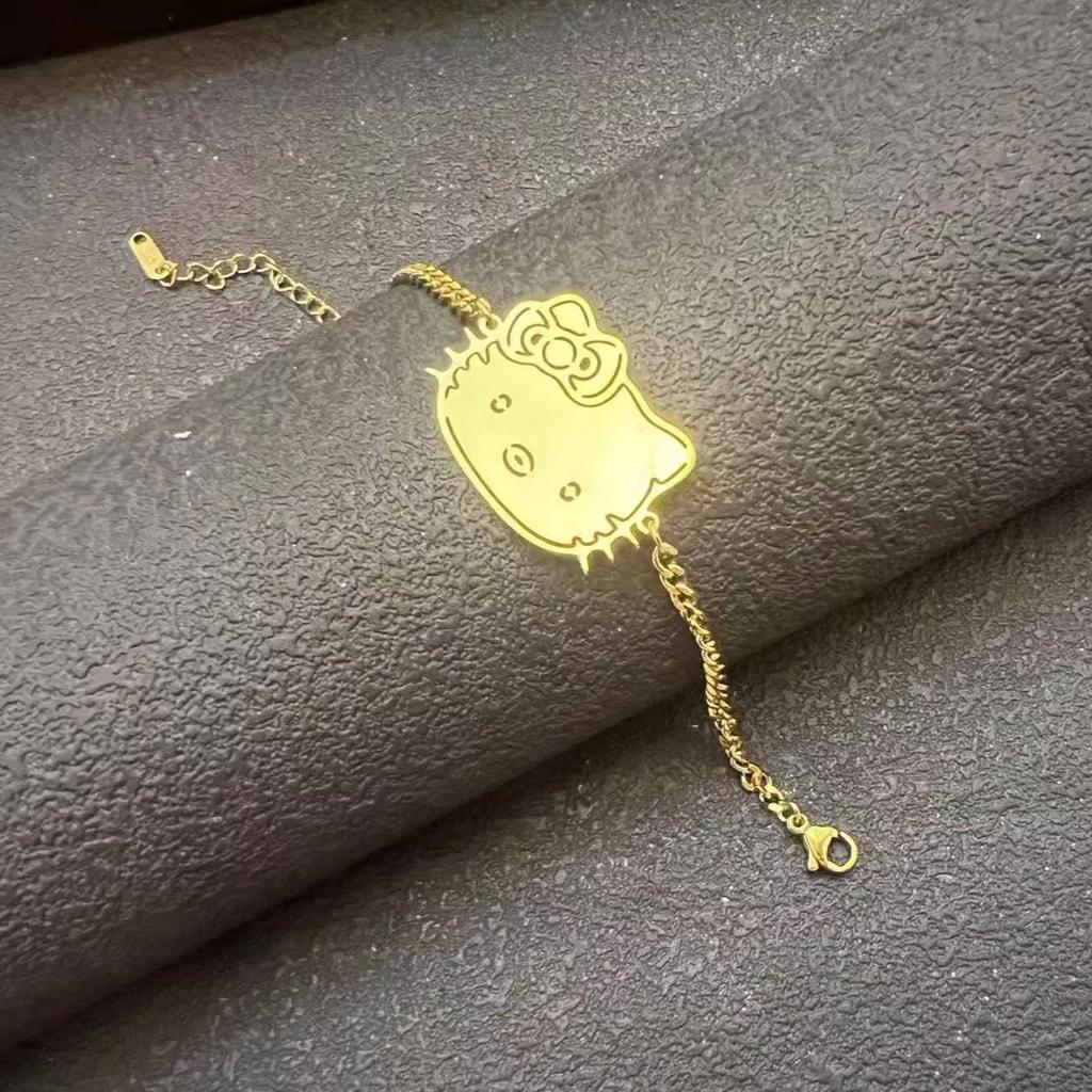 Customized Stainless Steel Fashion Jewelry Bracelets 18k Gold Plated Cute Cartoon Adjustable Bangle for Women Gift