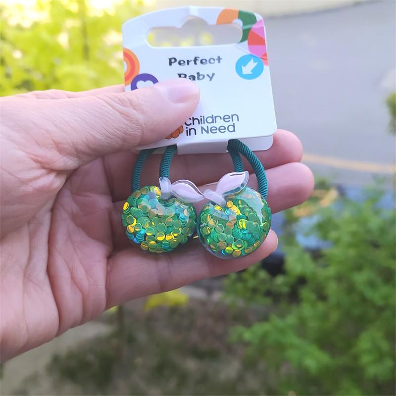 Милые мультяшные эластичные резинки для волос для детей с дизайном звезды, цветка и винограда - 2 штуки