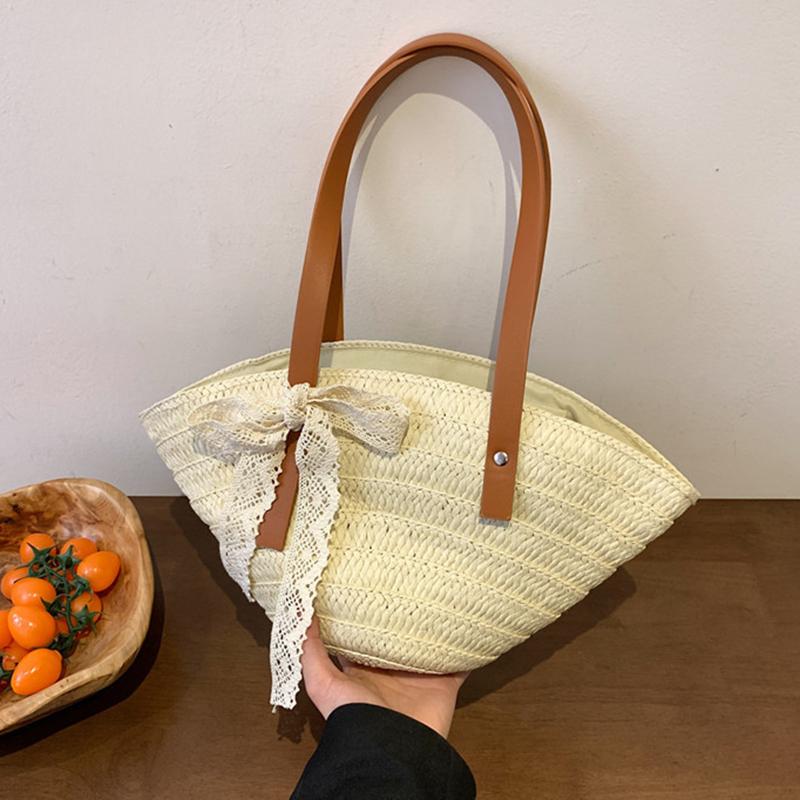 Women Braided Basket Clutches Bag Large Straw Portable Shoulder Bag Summer Beach Purses Shopper Satchel Premium