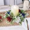 2Pcs Patriotic Artificial Wreath Candle Independence Holder Day Pillar Candle Ring Red White Blue