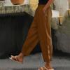 Women's Fashion Cotton Linen Solid Color Casual Daily Side Pockets Leg Hollow Button Trousers