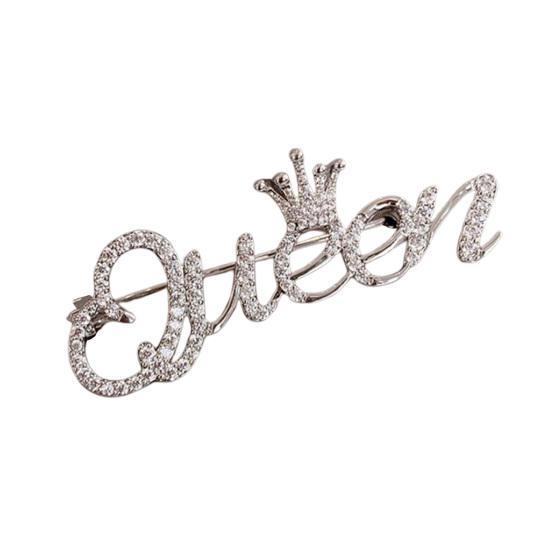 Женская брошь в форме буквы, роскошная из нержавеющей стали со стразами, булавка для платья для банкета