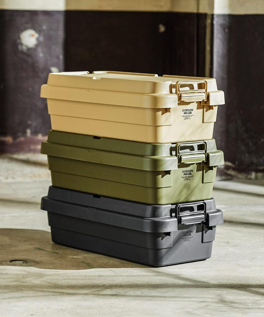 GORDON MILLER Car 40L Stacking Trunk Cargo Storage Box Organizer Coyote Beige with Lid Outdoor Sitting Large Capacity 1680033