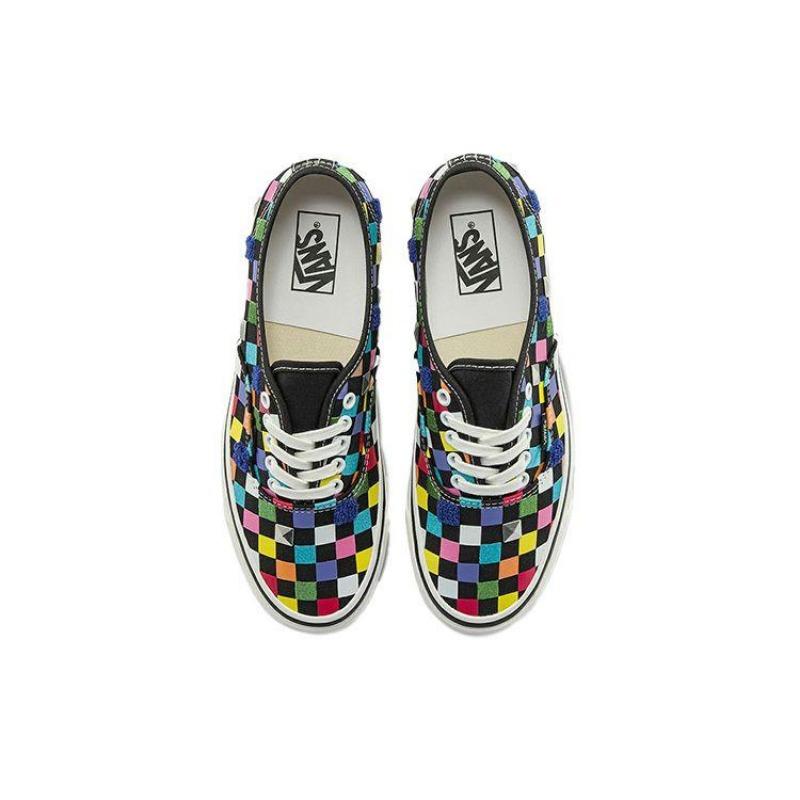 Vans Authentic 44 DX unisex lightweight durable low-top canvas skate shoes colorful checkerboard black VN0A5KX4AWC