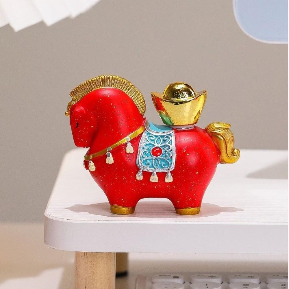 Good Luck Resin Horse Statue Rotatable Desktop Ornament Creative Zodiac Horse Ornaments Home